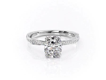 The Caroline Set With A 1 Carat Elongated Cushion Lab Diamond on Sale