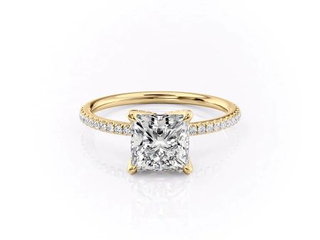 The Pave Petal Kamellie Set With A 1 Carat Princess Lab Diamond Discount