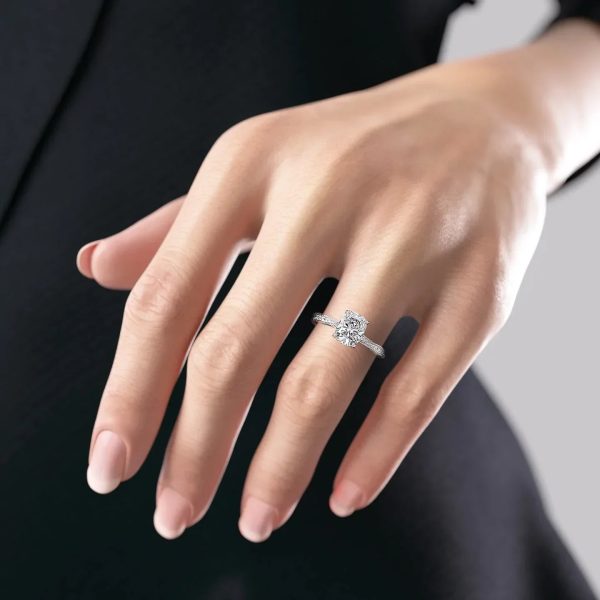 The Caroline Set With A 1 Carat Elongated Cushion Lab Diamond on Sale