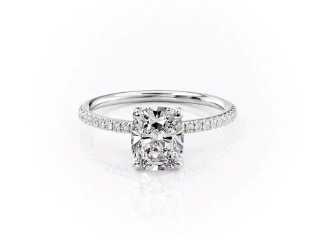 The Pave Petal Kamellie Set With A 2.5 Carat Elongated Cushion Lab Diamond Sale