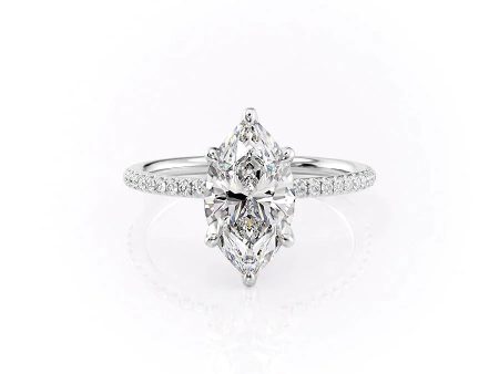 The Pave Petal Kamellie Set With A 2 Carat Marquise Lab Diamond Online Hot Sale