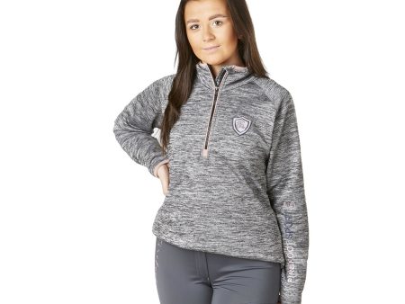 Firefoot Half Zip Sport Top Ladies Grey Marl Rose Gold Hot on Sale